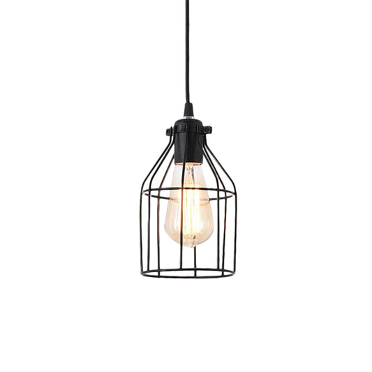 Black Birdcage Pendant Ceiling Light Loft Style Metal 1 Head Living Room Hanging Light Fixture Clearhalo 'Art Deco Pendants' 'Black' 'Cast Iron' 'Ceiling Lights' 'Ceramic' 'Crystal' 'Industrial Pendants' 'Industrial' 'Metal' 'Middle Century Pendants' 'Pendant Lights' 'Pendants' 'Rustic Pendants' 'Tiffany' Lighting' 99780