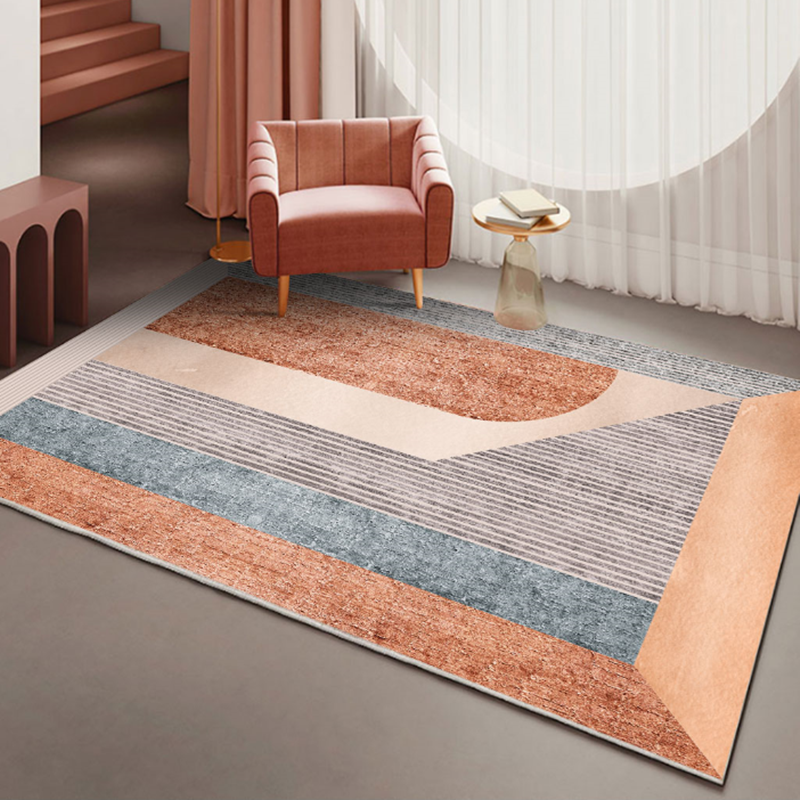 Stylish Orange Contemporary Rug Polyester Colorblock Rug Washable Pet Friendly Area Rug for Living Room Orange 5'11" x 8'2" Clearhalo 'Area Rug' 'Modern' 'Rugs' Rug' O1CN01xOqxlA2KJXU0UGdEf__1050379536